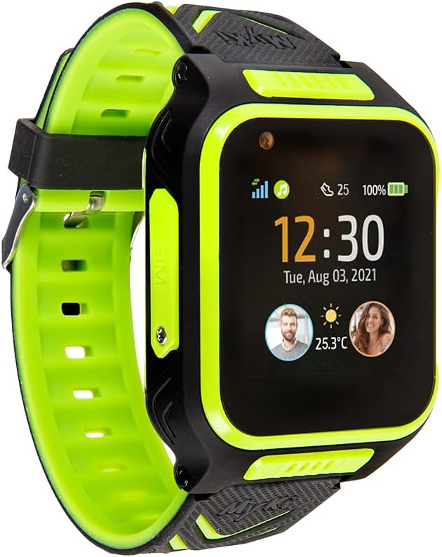 MyKi 4, Smartwatch per bambini, GPS Tracker, Chiamata, SOS, Impermeabile, Nero/verde MyKi 4, Smartwatch per bambini, GPS Tracker, Chiamata, SOS, Impermeabile, Nero/verde