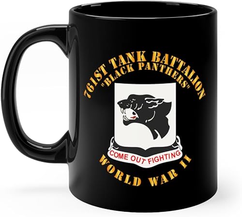 Taza de café negra de 11 oz - Ejército - 761st Tank Battalion - Panteras Negras - WWII