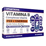 Vitastrong Vitamina B Complex Alto Dosaggio per l'Energia, 30 Compresse