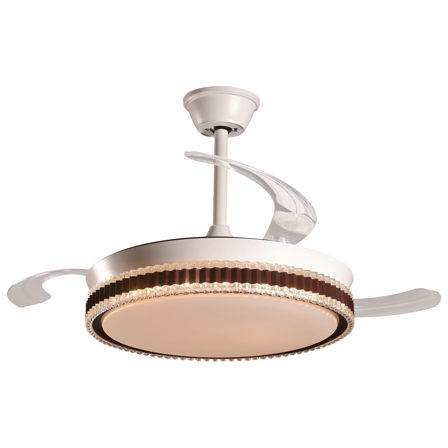 Plafonnier ventilateur de plafond design DRW blanc de 106 cm à pales invisibles