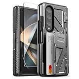 VRS DESIGN Terra Guard Ultimate GO Phone Case for Galaxy Z Fold 4 5G (2022), All in One Premium Sturdy Hinge Protection Card Case (Metal Black)