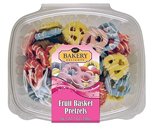 Palmers Yogurt Covered Pretzels in a Fruit Basket of Assorted Flavors - Raspberry, Lemon, 7 oz Tub Raspberry & Blueberry (Fruit Basket of Assorted Flavors)
