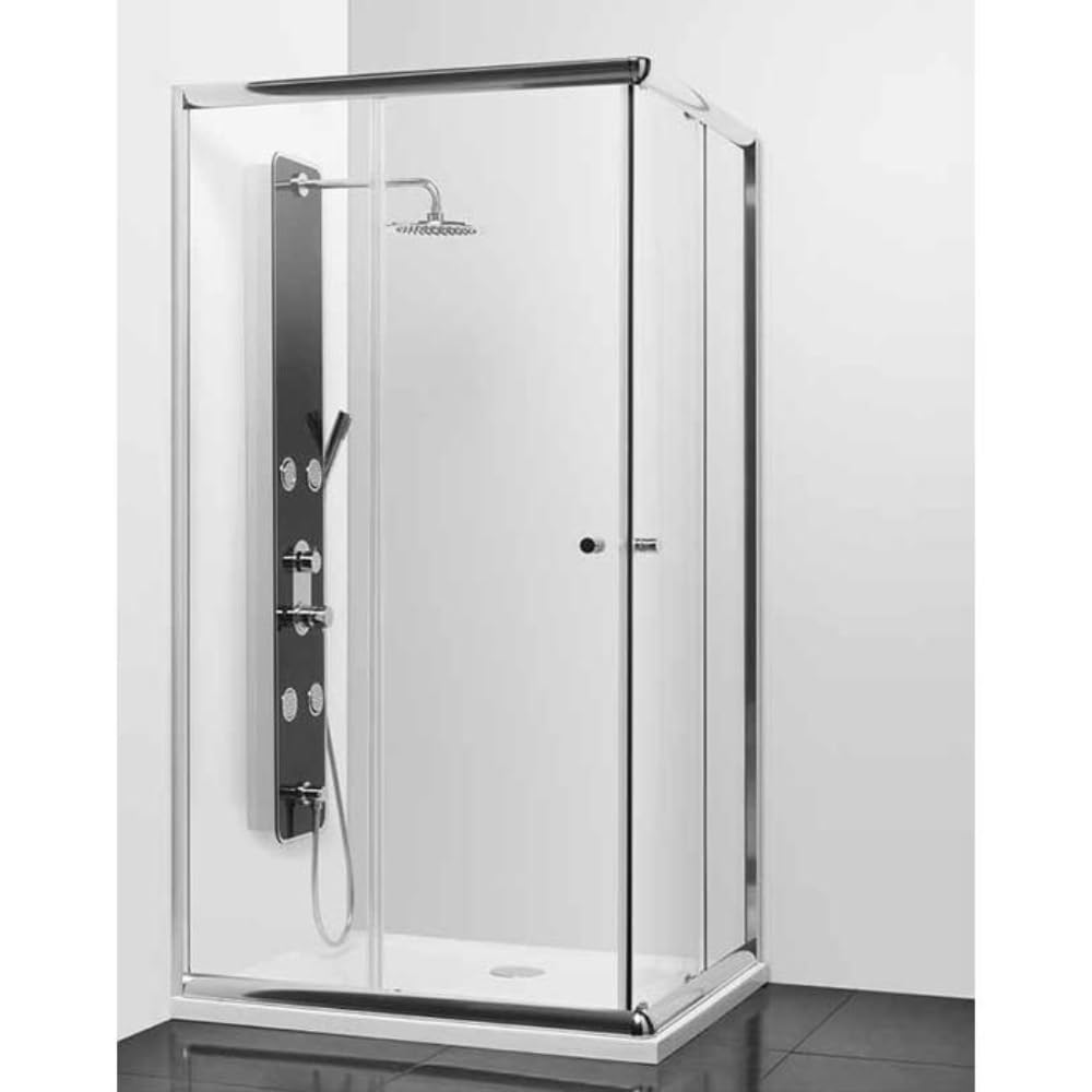 Box Doccia 80x80 Apertura Angolare Altezza 200cm In Cristallo Temperato Trasparente Profilo Cromato – Frascio
