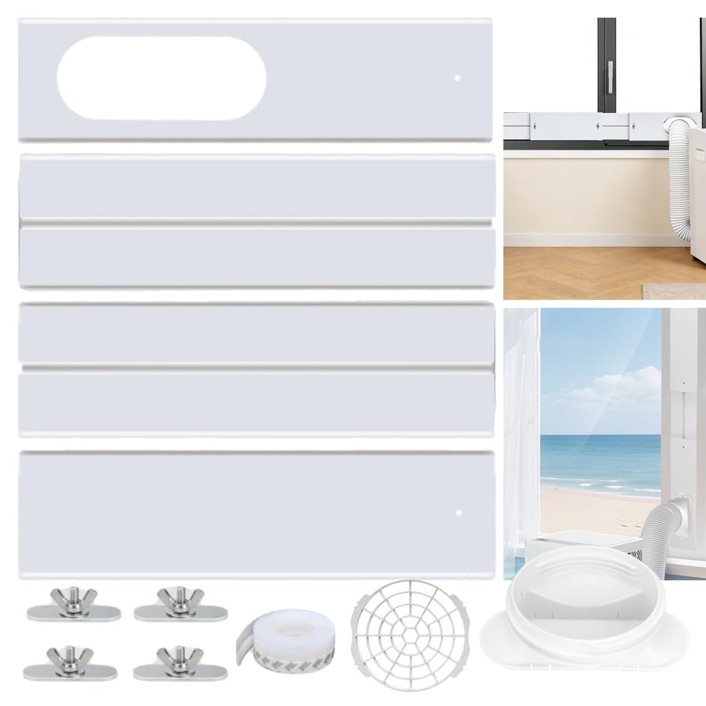 Kit Ventana Aire Acondicionado Portátil, Placas de Sellado de Ventana Corredera de Aire Acondicionado, para Manguera de Escape de 13 cm en Antihorario/en Horario y de 15 cm en Antihorario