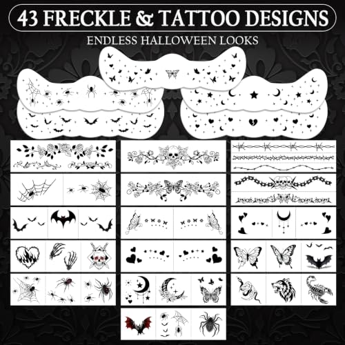 43 Styles Halloween Freckles Temporary Tattoos for Women Makeup Costumes - image 2