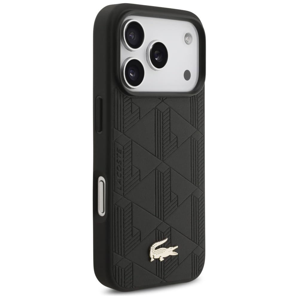 CG MOBILE Lacoste Nomograme Gold etui kompatybilne z MagSafe do iPhone 17 Pro (czarne)