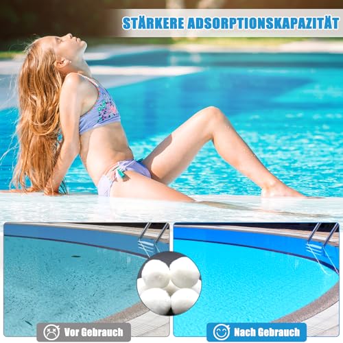 MOKHT Filterbälle Pool - 1000G Filterbälle für Sandfilteranlagen, Washbar Filterballs 1000g Ersetzen 36KG Filtersand, Polysphere Filter Balls Geeignet für Filteranlagen, Poolzubehör