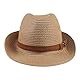 Strohhut Herren Panamahut Cowboyhut Stroh Sommerhut Westernhut Faltbarer Panamahut mit Kinnriemen Breite Krempe Sonnenhut Anti-UV Sonnenschutz Strandhut Sommerhut Strohkappe