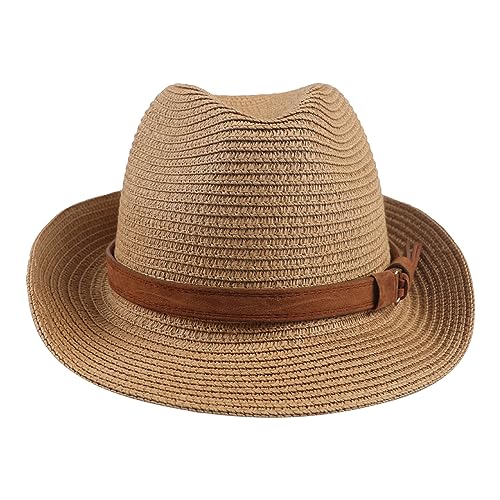 PURFUN Men Women Short Brim Fedora Hat Classic Jazz Trilby Hat Anti-UV UPF 50+ Travel Beach Straw Sun Hats Dance Panama Hat2
