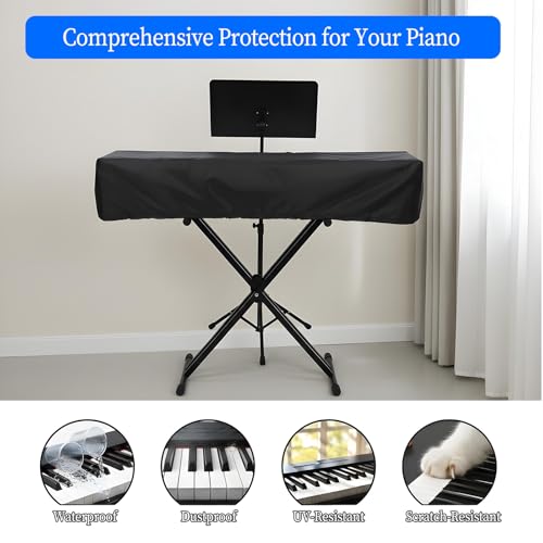 Klavier Abdeckung 61 Tasten, Schwarz Klaviertastatur Staubschutz Staubdicht Abdeckung Elektronische Klaviertastatur mit Kordelzug 106x36x19