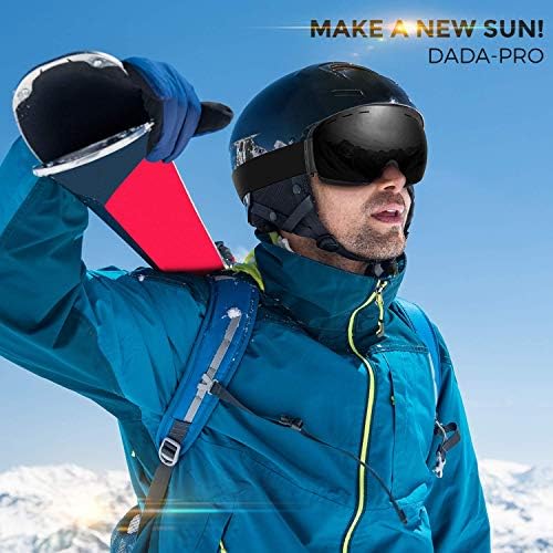 DADA-PRO Ski goggles, Mens Women Skiing goggles Adults Over Glasses OTG Anti-fog Frameless For Snowboard Jet Snow, UV Protection Sunglasses