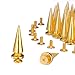 RUBYCA 25MM 20 Sets Large Metal Big Tree Spikes and Studs Metallic Screw-Back for DIY Leather-Craft Gold Color