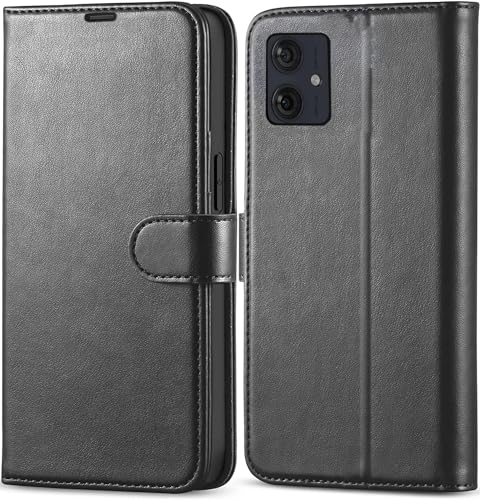 KP TECHNOLOGY Moto G54 5G Case, Motorola Moto G54 5G Book Flip Leather Wallet Cover with Card Slots for Motorola Moto G54 (BLACK)