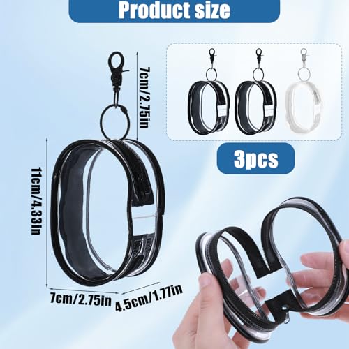 DIVINA VITAE 3Pcs Mini Clear Makeup Bag with Zipper, Waterproof Makeup Bag Key Pocket Lipstick Bag Card Holder Data Cable Organizer Zipper Pouch for Women Girls(Black, White)2