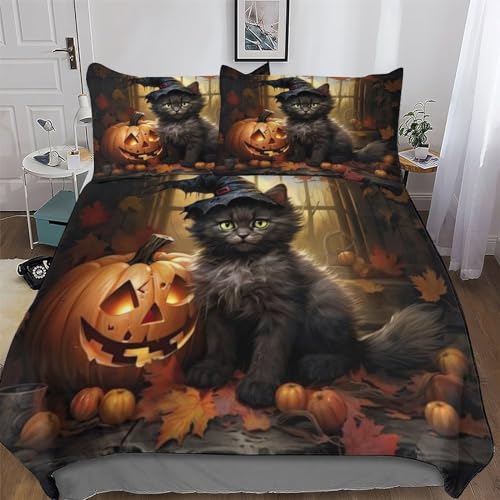 Housse de couette polyester microfibres motif citrouille d'Halloween - 2