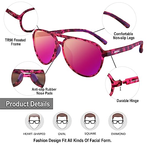 Image of Jefoo Polarized Aviator Sunglasses for Women Men Retro Trendy Sports Sunglasses for Outdoor UV400 Protection