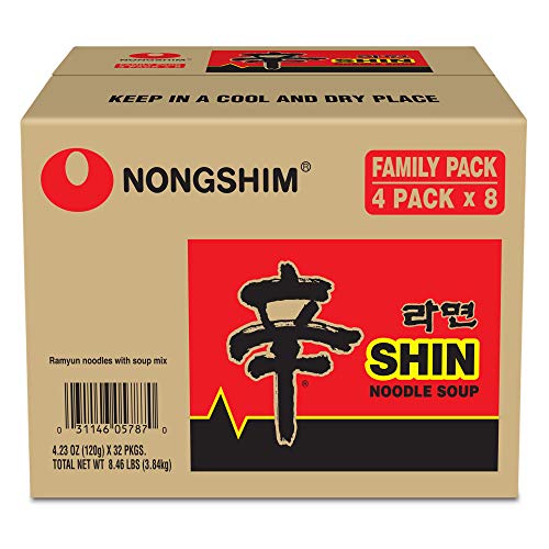 Image of Nongshim Shin Original Ramyun, Spicy, 4.2 Oz, 4 Count, Pack of 8