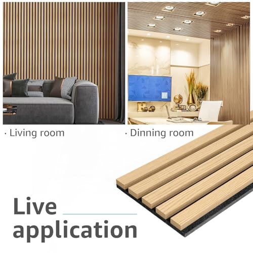 Image of Art3d 6-Pack 3D Textured Soundproof Wood Slat Wall Panel, 94.5 inch x 7.9 inch, Oak