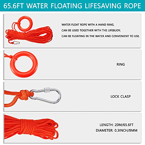 Boat Safety Throw Rings 23Inch Boat Life Ring With Reflective Tape & Grab Lines,Orange Life Ring Buoy For Boats #TOP2