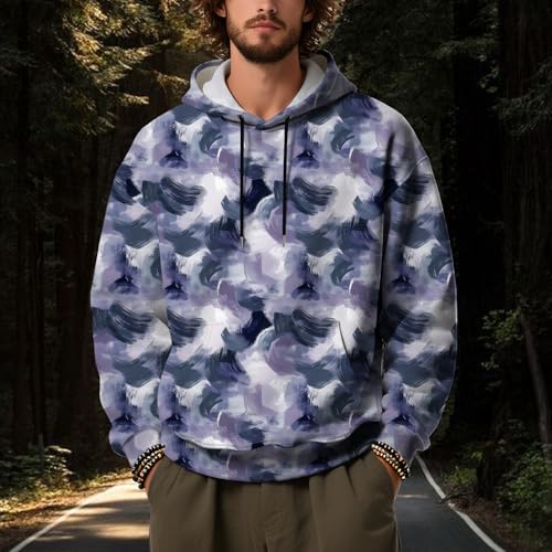 Men's Camo Hoodies Fashion Fall Camouflage Sweatshirts Long Sleeve Outdoor Pullover Hoodie with Kangaroo Pocket4