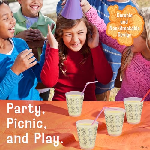 Image of Disney Mickey Plastic Drinking Glasses, Dishwasher Safe, 4-Pack | 16 oz, unbreakable, reusable, BPA-free, stackable to save space, great for water, juice, and family meals