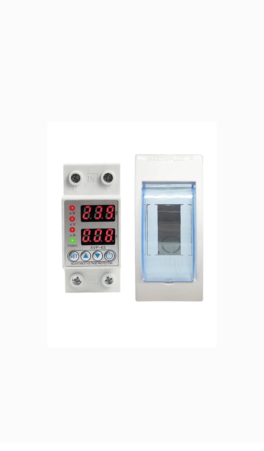 BL ELECTRONICS automatic Over/Under Voltage and Over Load Protection (Adjustable Setting) with Auto Re-connect LED Display Standard Din-Rail Mounted Single Phase 220V, 63A with Mounting Box. (B0CTBXPXHJ) Amazon Price History, Amazon Price Tracker