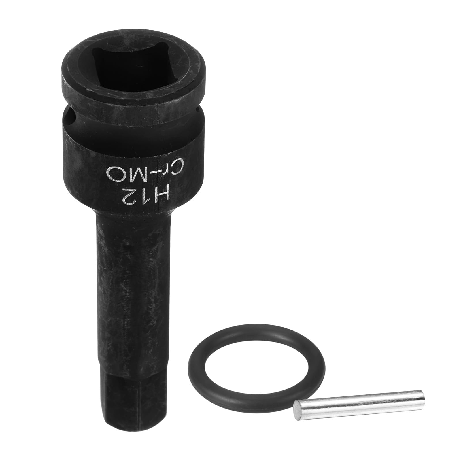 sourcing map 1/2" Drive Impact Hex Bit Socket 12mm Metric CR-MO Steel 6-Point Sockets with Cotter Pin for Power Drill Drivers Adapter