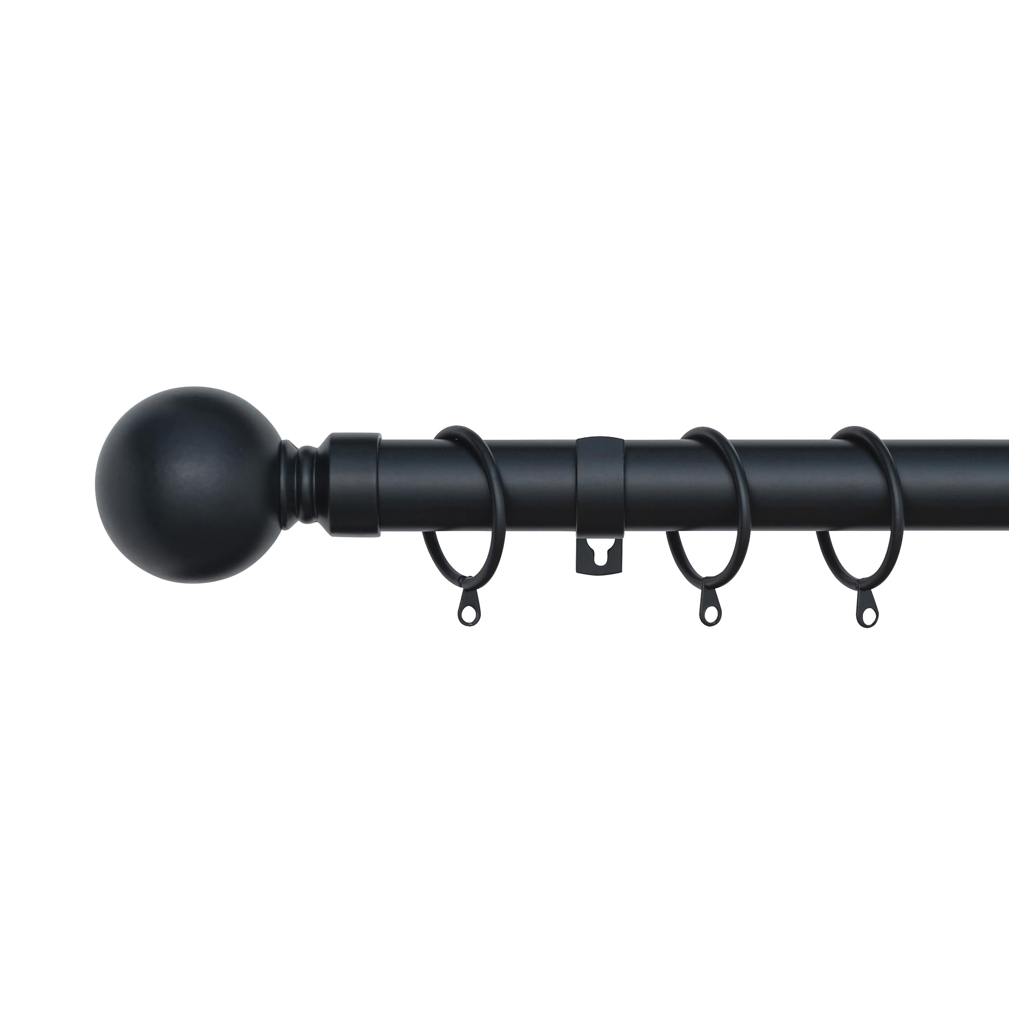 Plain Ball Extendable Curtain Pole (25/28mm) (Matte Black,70cm - 120cm)