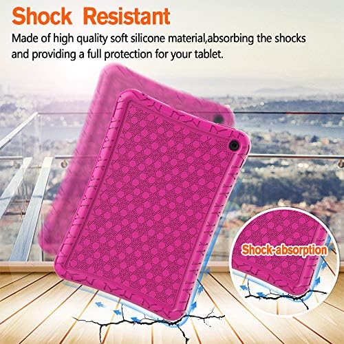 Surom Silicone Case for All-New Fire HD 8 Tablet (12th & 10th Generation, 2022 & 2020 Release), Shock Proof Protective Soft Silicone Kids Friendly Back Case for All-New Fire HD 8/HD 8 Plus, Rose Pink
