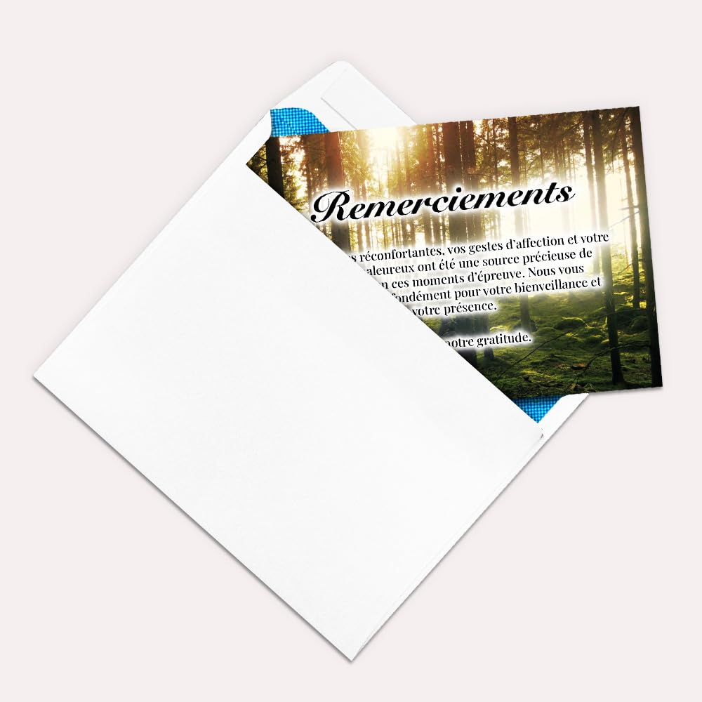 UTTSCHEID Lot de 30 - Cartes Remerciement - Deuil – Condoléances - Décès Obsèques - Cartes avec Enveloppes – Format A6 (10,5 x 14,8 cm) - Paix naturelle
