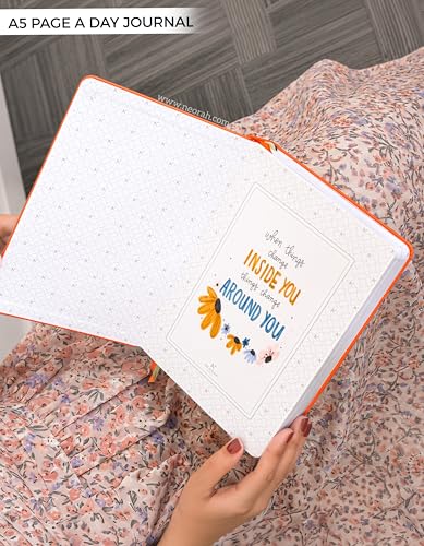 Image of NEORAH -A5 PLAIN | 368 Pages - 110 Gsm |PAGE A DAY JOURNAL (21x14.8 cm)-Hardcover Unruled Notebook |Back Pocket |3 Silk Book Mark - Completely HANDMADE for Journaling,writing- ORANGE