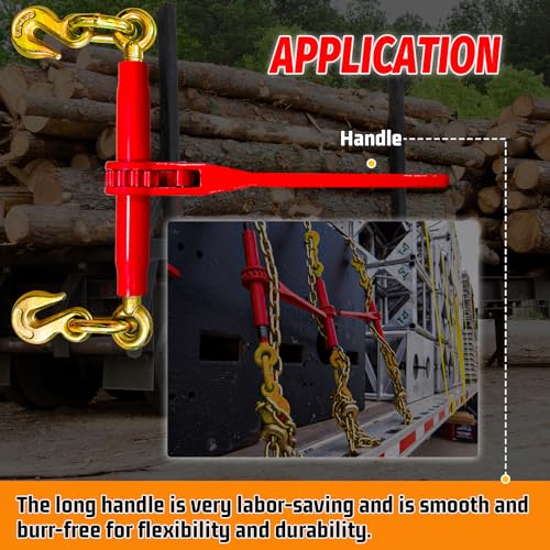 Image of Ratchet Load Chain Binders 5 /16'' - 3 /8'' | 5 /16 Inch Load Binder with 5 /16 Inch Grab Hooks | Tie Downs for 5 /16 Transport Chain | 5400 Lbs Working Load Limit- Heavy Duty Binders(2 Pack)