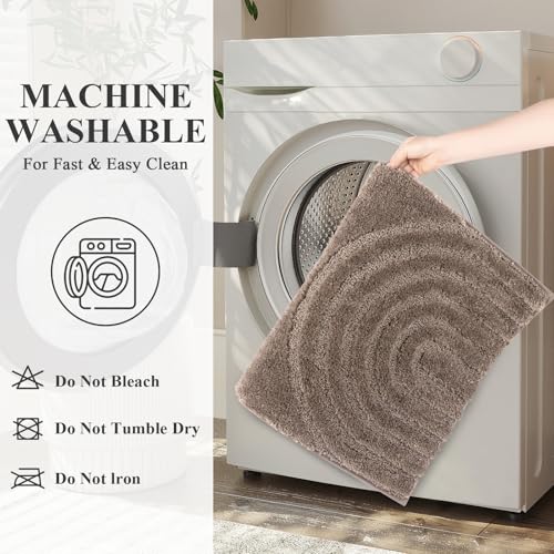 HEBE Bathroom Rugs Set 5 Piece, Plush Absorbent Bath Mats for Bathroom, Non Slip Machine Washable Bath Mat Set with Toilet Cover, Bath Runner and U-Shaped Contour Toilet Rug, Coffee by HEBE RUGS - Image 7
