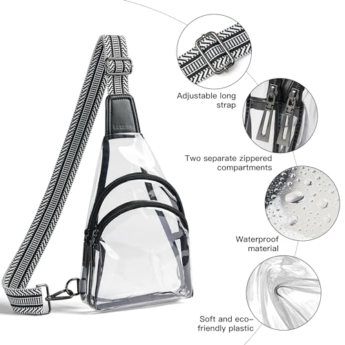 Image of LATMAP Clear Bag for Stadium Events 12x6x12 Clear Purse with 3-Zipper Pockets Crossbody Handbag Tote for Concerts Sports