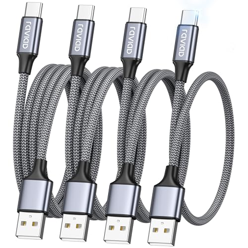 RAVIAD Câble USB C Charge Rapide [Lot de 4, 0.5m+1m+2m+3m] Cable USB Type C Chargeur 3A Nylon Tressé Cable USB C pour Samsung Galaxy S24 S23 S22 A54 A34, iPhone 15 Pro Max, Huawei P60, Google Pixel 7