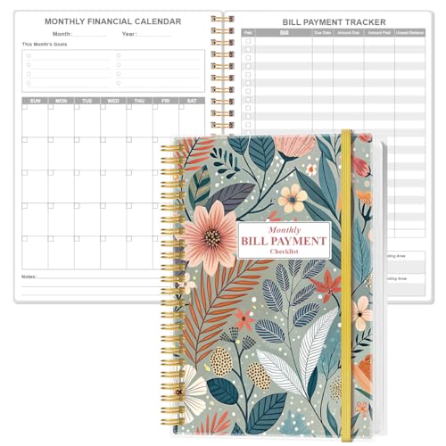 Monthly Bill Organizer - Monthly Bill Payment for Personal Budgeting Financial Payments Checklist Organizer 5.8 x 8.5 Flower-A