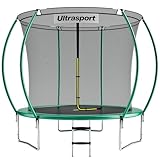 Ultrasport Garten Trampolin XL, 244 cm Durchmesser, belastbar bis 100 kg, großes Outdoor Trampolin mit viel Platz und vielen Sicherheitsmerkmalen, Trampolin Komplettset, Grün