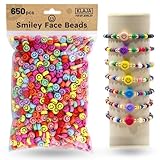650 Pcs of Smiley Face Beads, 7x4 mm, Big Pack | Mixed Colorful Beads, Happy Face Bead's for DIY Jewelry Bracelet Earring Necklace Craft Making Supplies