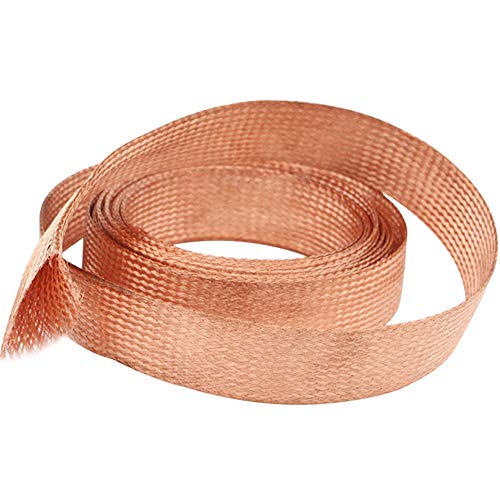 Axwadf Câble de Tresse de cuivre à Plat Plat à Manches Flexibles EMI RFI Mesh Fil de Blindage, Longueur 10m / 32.8Feet,4# 8x1mm Cover