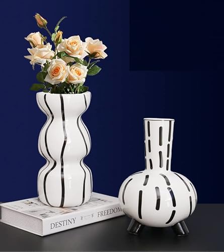 Black Nd White Striped Vase (Ocean Wave) #TOP3