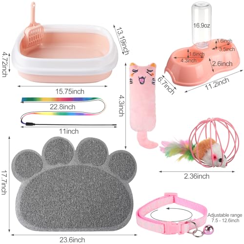 Kit para gatito pequeño con arenero y accesorios rosa miniatura 2