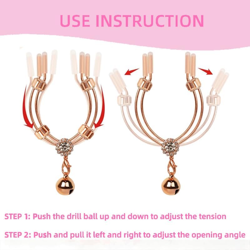Adjustable Vaginal Clitoris Clips with Pendant Non Piercing Flirting Erotic Clit Pain Stimulation, Clitoris Teasing Clip, Silicone Tipped, Sensual Labia Stimulation Intimate Spreader for Couples