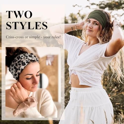Kavya Haarband Damen Stirnband Damen 4er Pack – 7'' Extra Breit Haarbänder Dünn, Elastische Kopftuch Weiche Boho Mehrfarbig Headband, für Yoga, Kosmetik, Sport & Haarschmuck Sommer