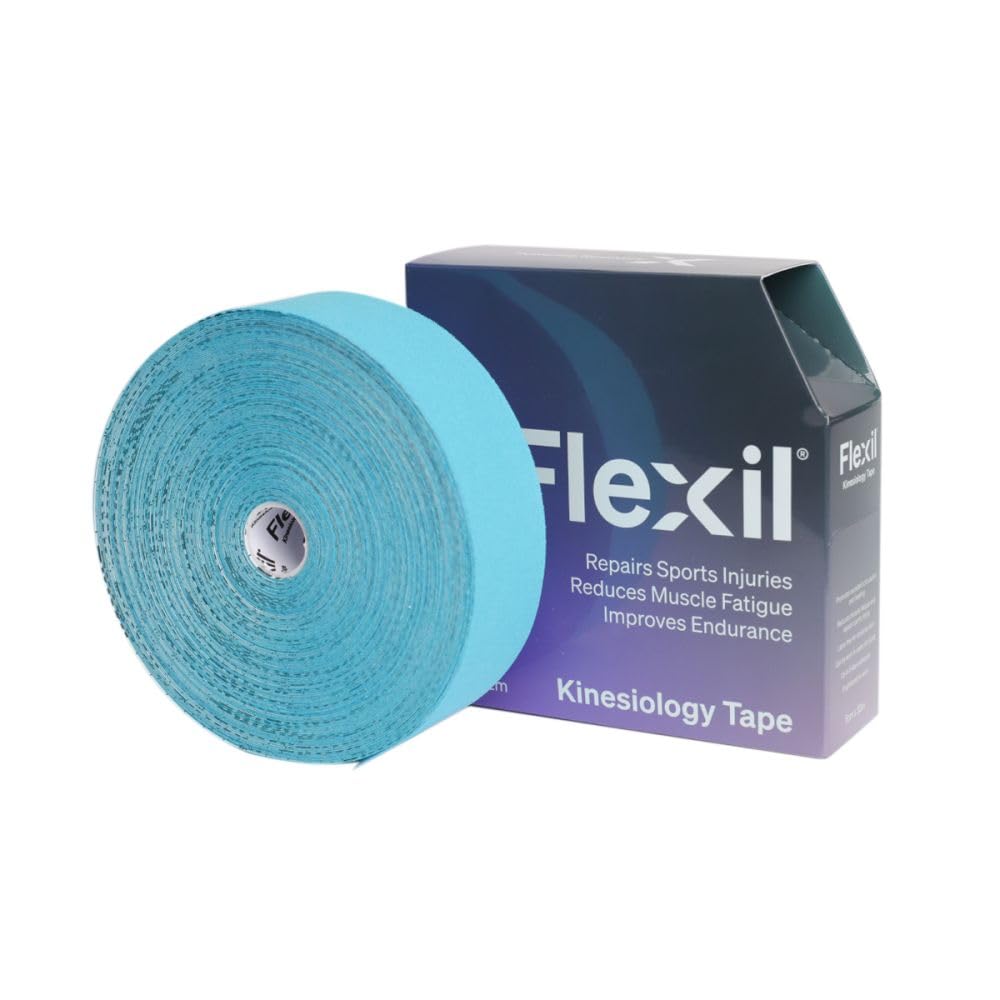 FLEXIL Nastro kinesiologico di alta qualità per sport e recupero, 5 cm x 32 m, supporto atletico per muscoli e ginocchia, con tenuta per 5 giorni, impermeabile, senza lattice, per lesioni e sollievo