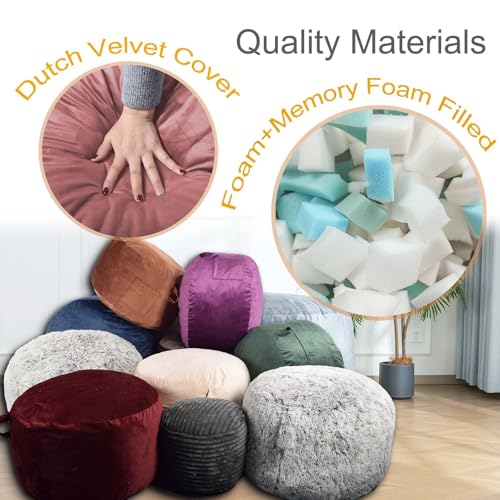 Image of Bean Bag Chairs, Memory Foam Stuffing Bean Bag Chair for Adults /Teens /Kids, Velvet Lazy Sofa Furniture with Removable High-Rebound Memory Foam for Living Room Bedroom College Dorm