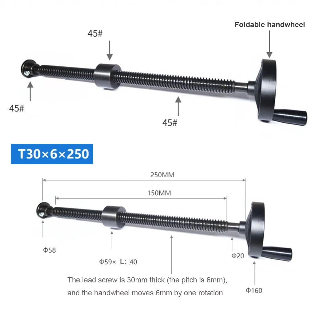 1-teiliger T30-Trapez-Gewindespindelsatz mit 160-mm-Handrad – langlebige Handkurbelvorrichtung aus 45#-Stahl for präzisen Einsatz(350mm)
