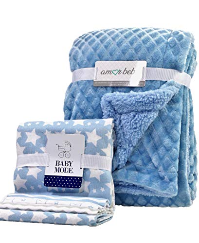 3 Stories Trading Company 5 Piece Baby Blanket Gift Set Blue