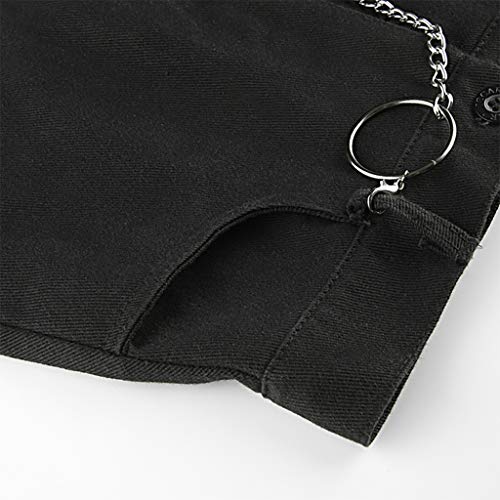 Saia feminina gótica cintura alta corrente de metal patchwork bainha dividida evasê moderna atraente