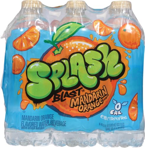 Splash Refresher Mandarin Orange Flavored Water, 16.9 Fl Oz, Plastic Bottle, Pack of 24