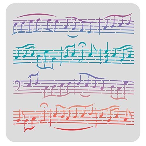 FINGERINSPIRE Music Stencils Template 30x30cm Plastic Music Notes Drawing Painting Stencils Sheet Music Square Reusable Stencils for Painting on Wood Floor